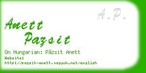 anett pazsit business card